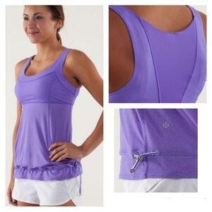 Lululemon Purple Run Ta Ta Tapper Tank Top with Cinched Hem - see measurements